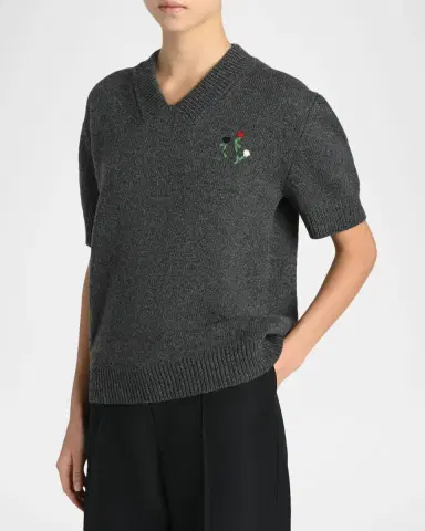 Marni Floral Embroidered Wool-Cashmere Sweater | Thumbnail 4 Marni Floral Embroidered Wool-Cashmere Sweater | Thumbnail 4