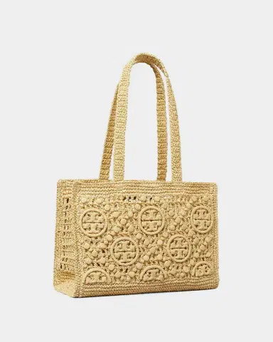 Tory Burch Small T Monogram Crocheted Tote Bag | Thumbnail 2 Tory Burch Small T Monogram Crocheted Tote Bag | Thumbnail 2