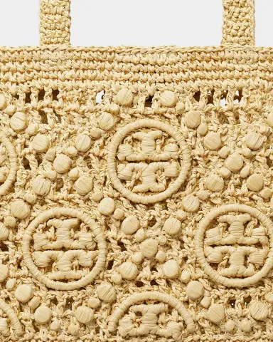 Tory Burch Small T Monogram Crocheted Tote Bag | Thumbnail 4 Tory Burch Small T Monogram Crocheted Tote Bag | Thumbnail 4