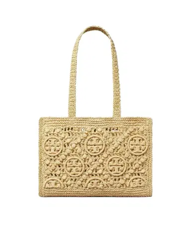 Tory Burch Small T Monogram Crocheted Tote Bag | Thumbnail 1 Tory Burch Small T Monogram Crocheted Tote Bag | Thumbnail 1