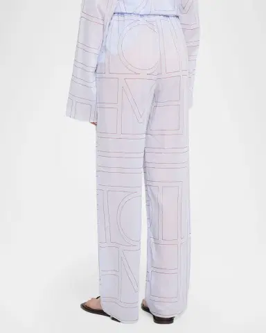 TOTEME Monogram Cotton-Blend Straight-Leg Pajama Pants | Thumbnail 3 TOTEME Monogram Cotton-Blend Straight-Leg Pajama Pants | Thumbnail 3