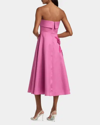 BADGLEY MISCHKA Floral Appliqué Strapless Midi Dress | Thumbnail 3