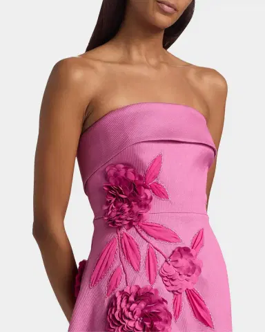 BADGLEY MISCHKA Floral Appliqué Strapless Midi Dress | Thumbnail 5