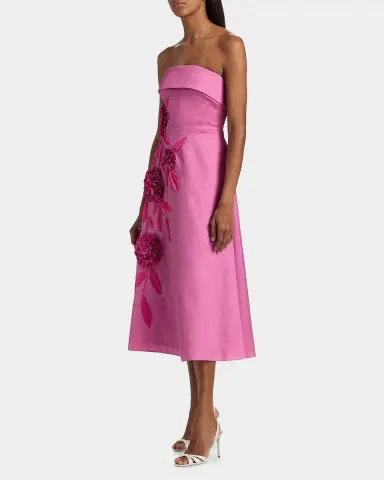 BADGLEY MISCHKA Floral Appliqué Strapless Midi Dress | Thumbnail 7