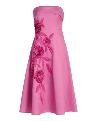 BADGLEY MISCHKA Floral Appliqué Strapless Midi Dress | Thumbnail 1