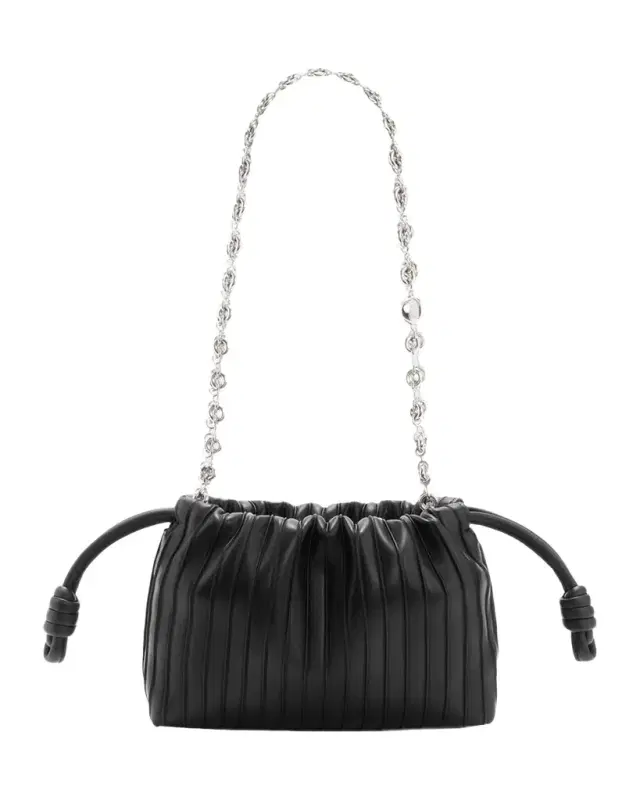 LOEWE Flamenco Pleated Shoulder Bag in Napa Leather