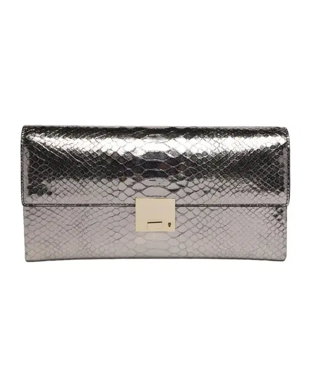 TOM FORD Jean Metallic Python-Embossed Leather Clutch