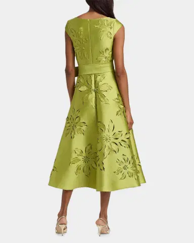 BADGLEY MISCHKA Laser-Cut Floral-Embroidered Tie-Waist Midi Dress | Thumbnail 3 BADGLEY MISCHKA Laser-Cut Floral-Embroidered Tie-Waist Midi Dress | Thumbnail 3