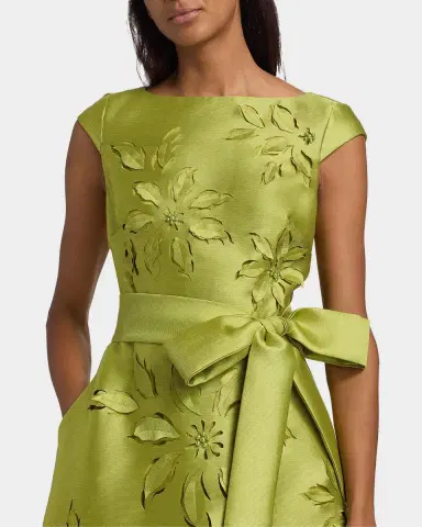 BADGLEY MISCHKA Laser-Cut Floral-Embroidered Tie-Waist Midi Dress | Thumbnail 5 BADGLEY MISCHKA Laser-Cut Floral-Embroidered Tie-Waist Midi Dress | Thumbnail 5