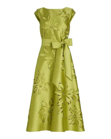 BADGLEY MISCHKA Laser-Cut Floral-Embroidered Tie-Waist Midi Dress | Thumbnail 1 BADGLEY MISCHKA Laser-Cut Floral-Embroidered Tie-Waist Midi Dress | Thumbnail 1
