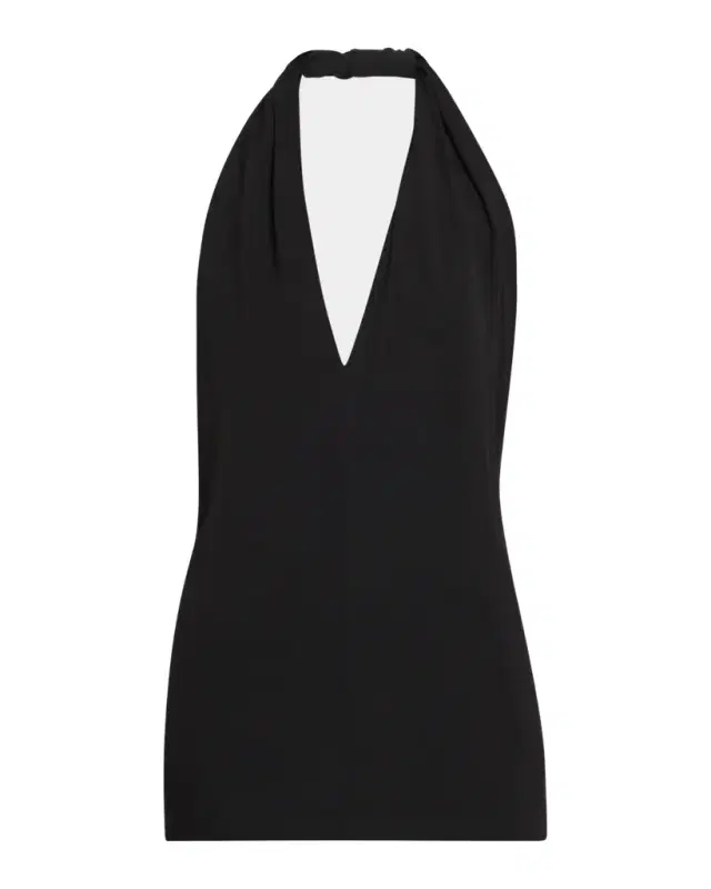 Toteme Plunging Twisted Jersey Halter Top