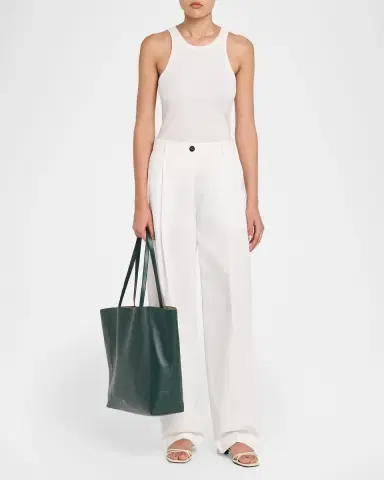TOTEME Pleated Cotton Straight-Leg Trousers | Thumbnail 2