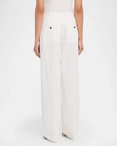 TOTEME Pleated Cotton Straight-Leg Trousers | Thumbnail 3