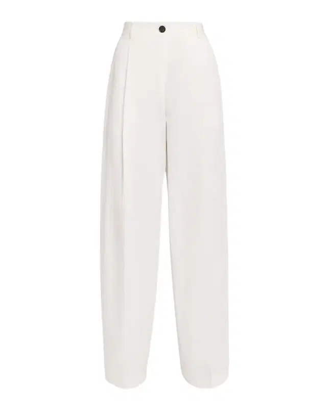 Toteme Pleated Cotton Straight-Leg Trousers