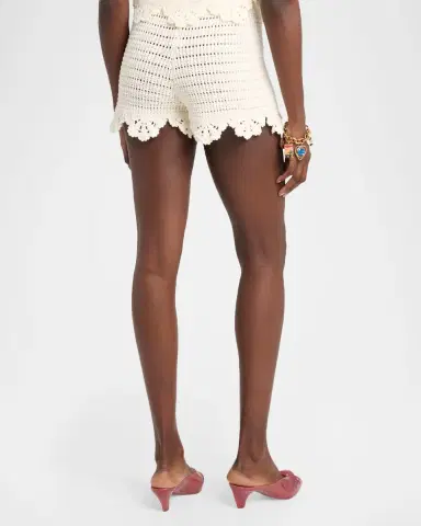 Chloé Organic Cotton Crochet Knit Shorts | Thumbnail 3