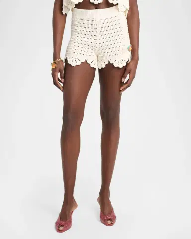 Chloé Organic Cotton Crochet Knit Shorts | Thumbnail 4