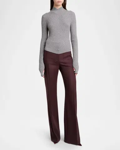 Victoria Beckham Mock-Neck Diagonal Ribbed Sweater | Thumbnail 2 Victoria Beckham Mock-Neck Diagonal Ribbed Sweater | Thumbnail 2
