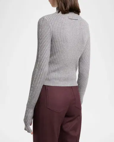Victoria Beckham Mock-Neck Diagonal Ribbed Sweater | Thumbnail 3 Victoria Beckham Mock-Neck Diagonal Ribbed Sweater | Thumbnail 3