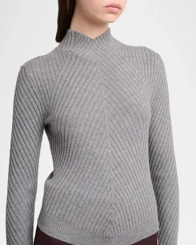 Victoria Beckham Mock-Neck Diagonal Ribbed Sweater | Thumbnail 5 Victoria Beckham Mock-Neck Diagonal Ribbed Sweater | Thumbnail 5