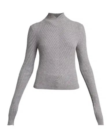 Victoria Beckham Mock-Neck Diagonal Ribbed Sweater | Thumbnail 1 Victoria Beckham Mock-Neck Diagonal Ribbed Sweater | Thumbnail 1