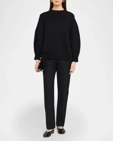 TOTEME Oversized Cotton-Knit Crewneck Sweater | Thumbnail 2
