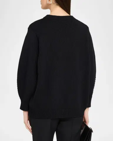 TOTEME Oversized Cotton-Knit Crewneck Sweater | Thumbnail 3