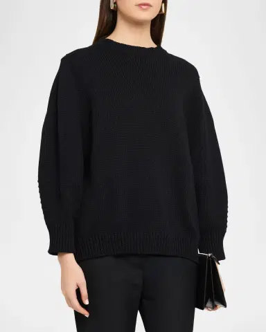 TOTEME Oversized Cotton-Knit Crewneck Sweater | Thumbnail 4