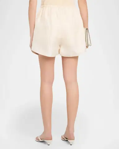 TOTEME Monogram Embroidered Silk Pajama Shorts | Thumbnail 3 TOTEME Monogram Embroidered Silk Pajama Shorts | Thumbnail 3