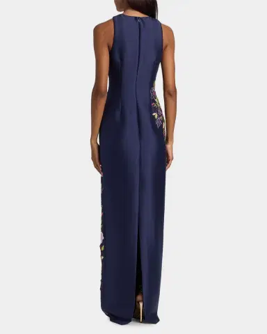 Badgley Mischka Floral Stretch Mikado Column Gown | Thumbnail 3 Badgley Mischka Floral Stretch Mikado Column Gown | Thumbnail 3