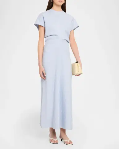 TOTEME Slouch Waist Short-Sleeve Ankle Dress | Thumbnail 4