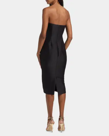 Badgley Mischka Floral Sheath Strapless Midi Dress | Thumbnail 3 Badgley Mischka Floral Sheath Strapless Midi Dress | Thumbnail 3