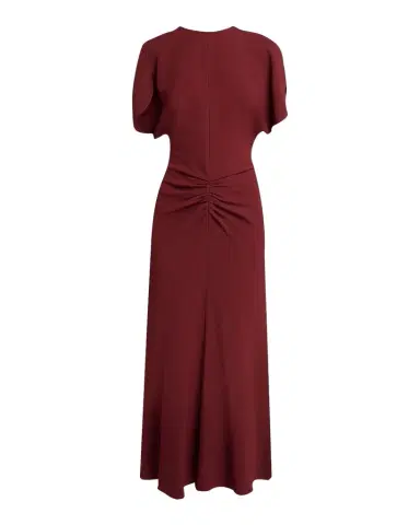 Victoria Beckham Bela Gathered Crepe Back Satin Midi Dress | Thumbnail 1