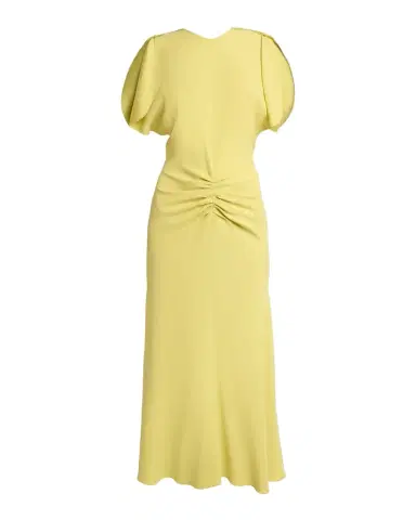 Victoria Beckham Bela Gathered Crepe Back Satin Midi Dress | Thumbnail 1 Victoria Beckham Bela Gathered Crepe Back Satin Midi Dress | Thumbnail 1