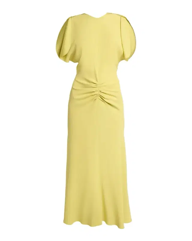 Victoria Beckham Bela Gathered Crepe Back Satin Midi Dress