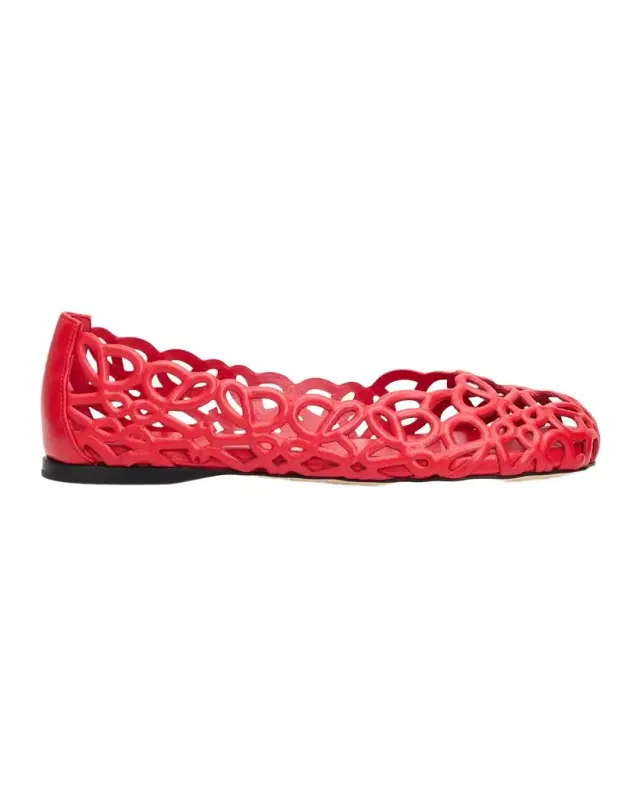 LOEWE Petal Anagram Leather Ballerina Flats