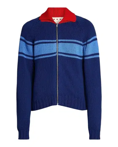 Marni Colorblocked Cotton Zip-Front Cardigan | Thumbnail 1 Marni Colorblocked Cotton Zip-Front Cardigan | Thumbnail 1