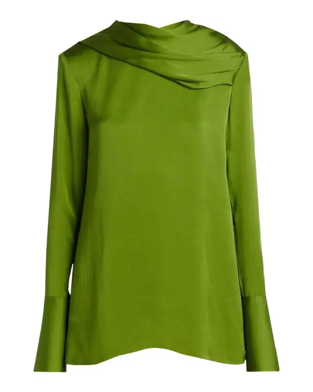TOM FORD Draped Silk Long-Sleeve Tunic Blouse