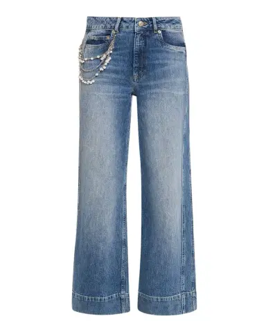 Cinq à Sept Pearly-Chain Cropped Wide-Leg Jeans | Thumbnail 1