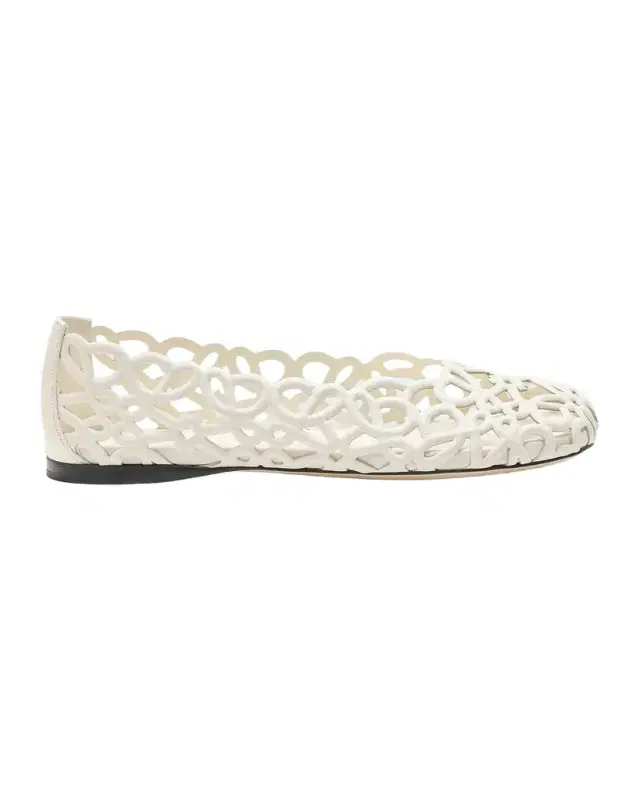 LOEWE Petal Anagram Leather Ballerina Flats