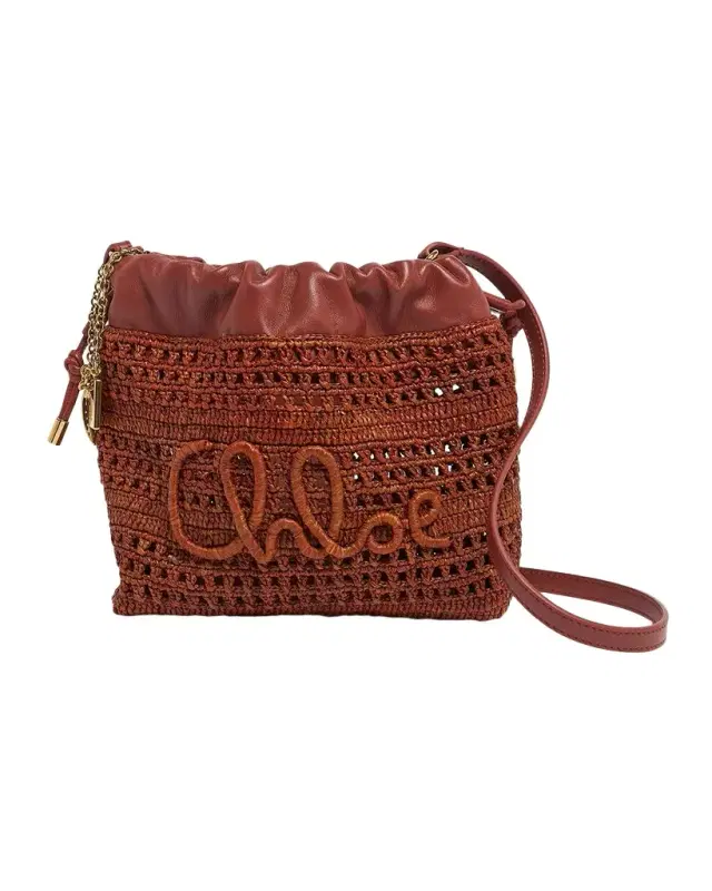 Chloe Summer Banana Mini Raffia Top Handle Bag