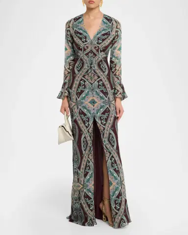 Veronica Beard Daciana Silk Long-Sleeve Dress | Thumbnail 2