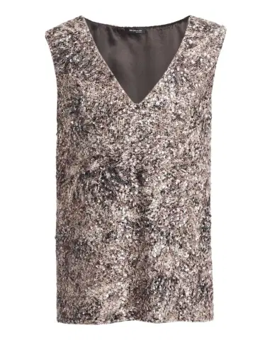 Kiton Plunging Sequined Knit Sleeveless Shirt | Thumbnail 1