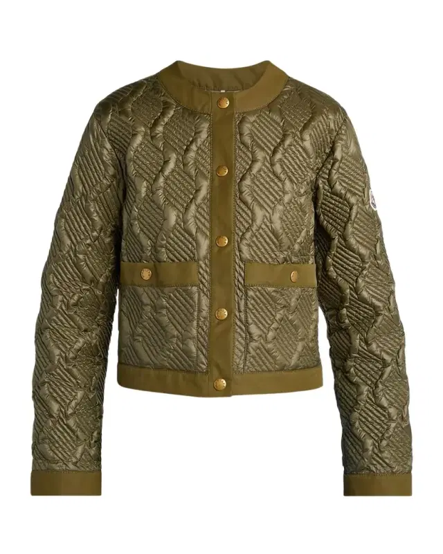 Moncler Libellule Geometric Quilted Short Down Jacket