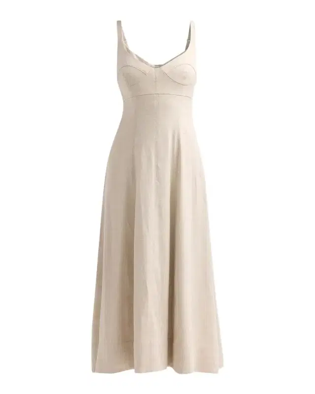 Toccin Arya Linen-Blend A-Line Midi Dress