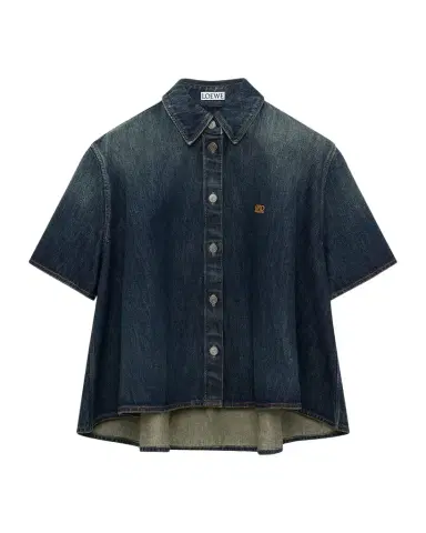 Loewe Short-Sleeve Denim Trapeze Button-Down Shirt | Thumbnail 1 Loewe Short-Sleeve Denim Trapeze Button-Down Shirt | Thumbnail 1