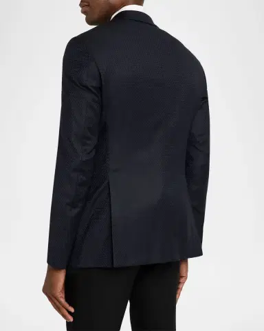 Giorgio Armani Men's Soft Jacquard Satin-Trim Single-Breasted Blazer | Thumbnail 3 Giorgio Armani Men's Soft Jacquard Satin-Trim Single-Breasted Blazer | Thumbnail 3
