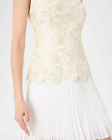 Milly Maggie Floral Embroidered Pleated Mini Dress | Thumbnail 4