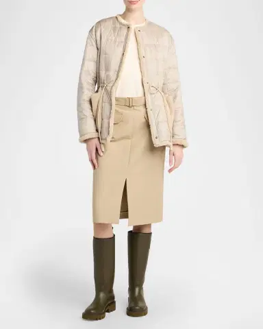 Moncler Belted Knee-Length Cotton Skirt | Thumbnail 2 Moncler Belted Knee-Length Cotton Skirt | Thumbnail 2