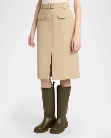 Moncler Belted Knee-Length Cotton Skirt | Thumbnail 4 Moncler Belted Knee-Length Cotton Skirt | Thumbnail 4