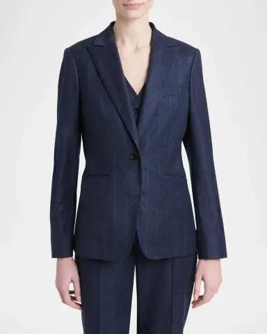 Kiton Pinstripe Wool-Cashmere Single-Breasted Jacket | Thumbnail 4